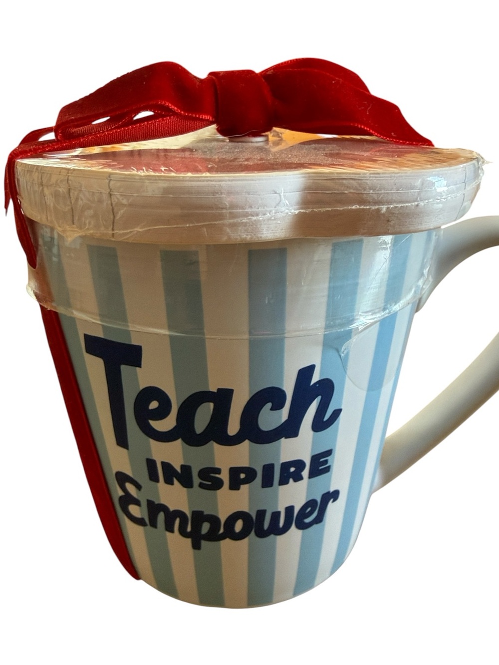 TEACHER APPRECIATION GIFT “TEACH, INSPIRE, EMPOWER” COFFEE MUG & PAD BLUE WHITE